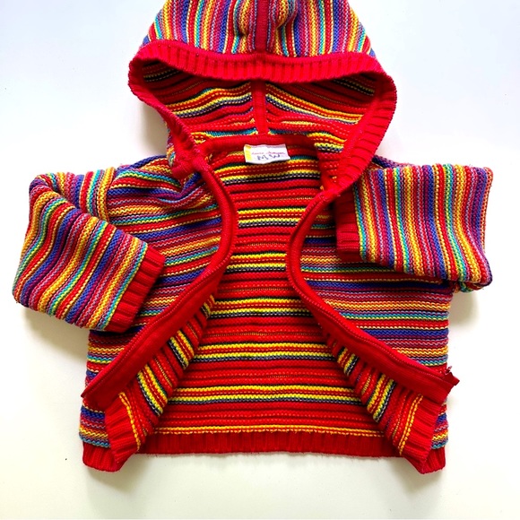 Hanna Andersson Hooded Striped Cotton Sweater 6-12 mo / 70 cm Zip Primary C… - Picture 5 of 8